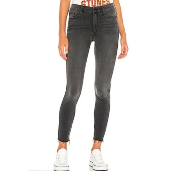 MOTHER High Waisted Looker Ankle Fray Lighting Up Lanterns Gray Size 27 - Picture 1 of 13